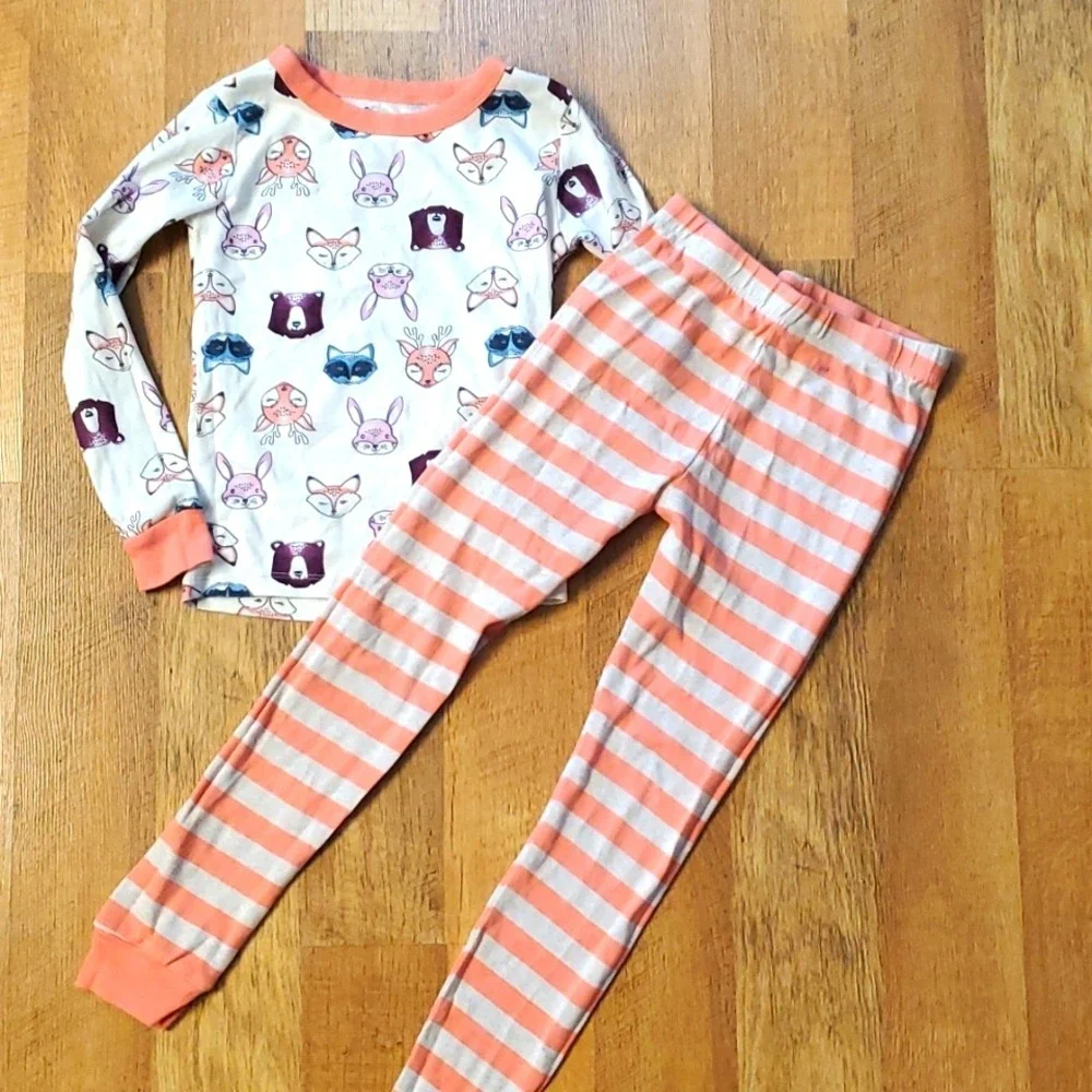 Member's Mark Girls Size 6‎ Forest Animal Striped Pajama Set